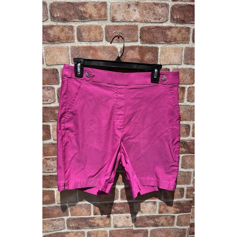 Rafaella Ladies Stretch Bermuda Shorts Size 12 Solid Hot Pink Dress Casual